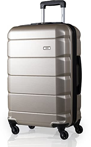 A2B Medium Checked Hold 26-Inch Luggage - Champagne Hard Sided Travel Suitcase with 4 Spinner Wheels | Hard Shell Hold Bag Weight 3.4kg Cap 64.5L Height 67cm/26 AB001 (Champagne, Medium)