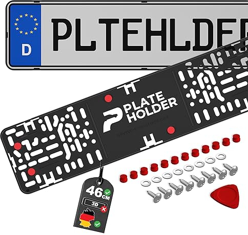 PLATEHOLDER® rahmenlose Kennzeichenhalter Premium | Nummernschildhalterung Auto | Nummernschildhalter | Kennzeichenhalterung für Kfz Kennzeichen | Halterung Autokennzeichen 460x112mm