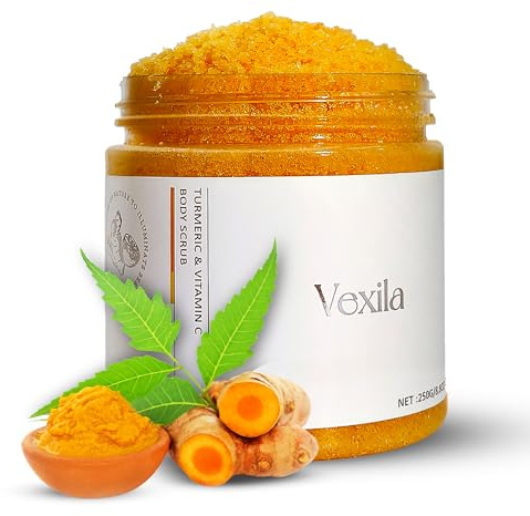 Turmeric & Vitamin C Body Scrubs For Women - All Natural Turmeric Scrub - Moisturizing, and Exfoliating, Body, Face, Foot, Hand Scrub, Nourishes Skin, Deep Cleansing (8.8 Ounce Pack of 1)