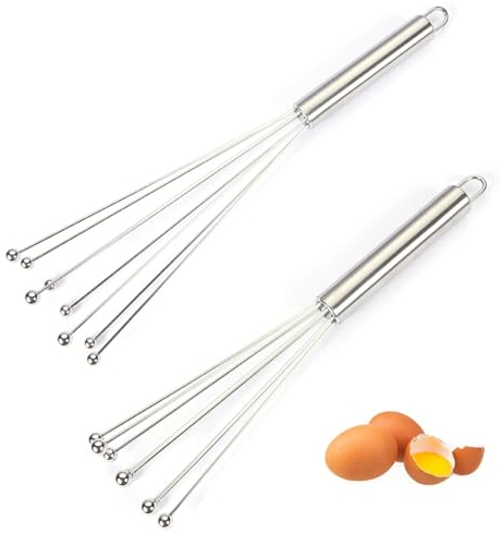 Vastsea 2 Stücke Edelstahl Kugelbesen, Draht Ei Schneebesen Set, Schneebesen, für Mischen, Rühren, von Eiern, Marmelade, Butter und Mehl