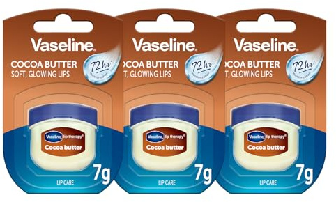 Vaseline Lip Therapy 7G Cocoa-smör, närande läppbalsam för optimal fukt, 3 x 7 g (Cocoa-smör (3-pack)