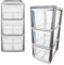 Medium Silver Modular 3 Drawer Storage Tower Unit For Home Office Schools With Clear Drawers (1)