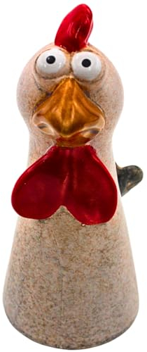 Dekohelden24 Piquet de clôture en céramique en Forme de Poulet Blanc, Dimensions L/l/H : Environ 13,5 x 9,5 x 22 cm.