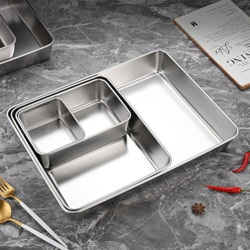 Vassoio in acciaio inox con finitura a specchio per servire in modo elegante e ordinato (30 x 25 x 5,5)