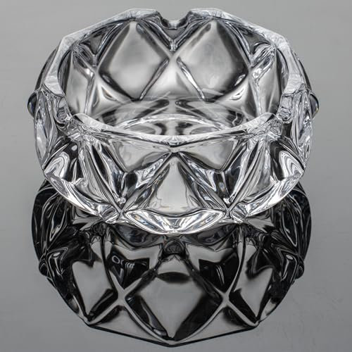 2X Aschenbecher aus Glas, Glasaschenbecher für zigaretten oder Zigarren, Kristall Abascher für Haushalt und Gastronomie, Dickem Glas,Dekorative Tischplatten, Bars, Innen- und Außenbereich, Draußen