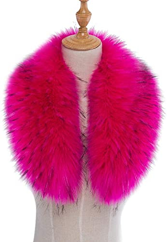 JAWSEU Faux Fox Fur Scarf, Women Faux Fur Collar Scarf Stoles Detachable Faux Fur Scarf Shawls Winter Warm Scarf for Hooded Coat Brim