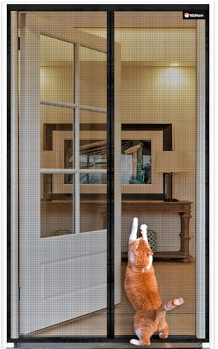 Flammhemmend Fliegengitter Balkontür Magnet,Glasfasermaterial,80x200cm Stärkere Magneten Fliegengitter Tür,Fliegengittertüren Ohne Bohren,Insektenschutzgitter Für Balkontür/Terrassentür,Schwarz