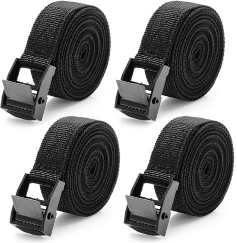 Cozary 4 Pezzi Cinghie di Fissaggio 2M, Cinghie a Cricchetto con Fibbia da 20MM, Sicura del Carico Resistenza Fino a 250KG, Cinghia di Ancoraggio con Chiusura per Moto Truck
