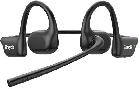 GREYOLK Auriculares inalámbricos Bluetooth con micrófono, Auriculares de oído Abierto con micrófono, Ligeros y cómodos, inalámbricos para teléfono, PC, portátil, Oficina y hogar