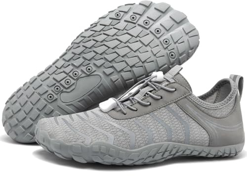 2026 New Hiking Barefoot Shoes Womens Mens Footwear,Wide Toe Box Water Shoe for Women Men,Zero Drop Comfortable & Non-Slip Barefoot Vitality Shoe Women's Athletic Footwear for Walking Hiking Grey-a