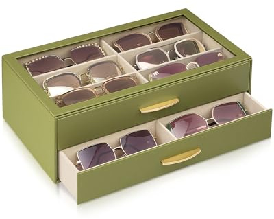 Lolalet 12 Slots Enlarged Sunglasses Organizer for women -SageGreen