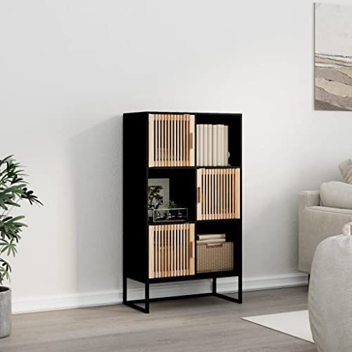 Frdhee Armoire de ménage multi-usages - Armoire de bureau - Noir - 70 x 35 x 125 cm - En matériau dérivé du bois - Convient pour salon, chambre à coucher, salle de bain et plus - Facile à monter