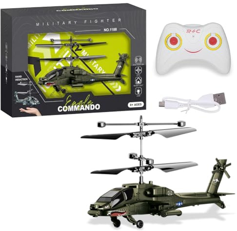 WFKKMEQ Remote Control Helicopter, RC Helicopters Toy Mini RC Helicopter Remote Control Flying Toy Controlled Aircraft Indoor Airplane Toys Mini Helicopters Models Gifts for Birthday(Military Green)