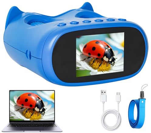 2-in-1 Handheld Microscope and Binoculars, Portable Digital Microscope for Kids Ages 3-12- 2.0 Screen, Rechargeable STEM Toys for Boy & Girls Birthday Gift, Photo & Video
