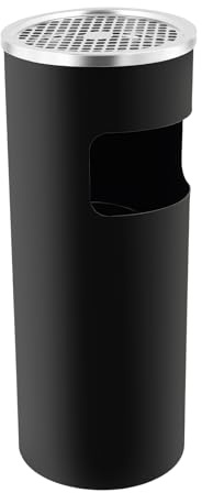 Wiefiche Cenicero de pie 15 l, cubo de basura de acero inoxidable con cenicero, cubo de basura extraíble, cenicero de acero inoxidable para exteriores, eje vertical multifuncional para exteriores