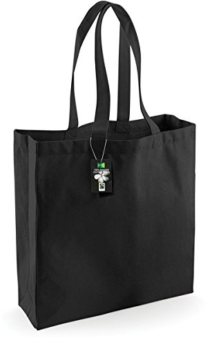 Westford Mill Unisex 623 Fairtrade klassisk shoppingväska, svart, en storlek