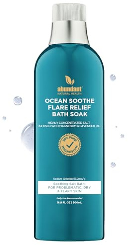 Abundant Natural Health Ocean Soothe Flare Relief Bath Soak with Highly Concentrated Pure Magnesium Salts and Lavender Oil to Help Relieve Problematic and Dry Skin, Safe for Sensitive Skin, 500mL