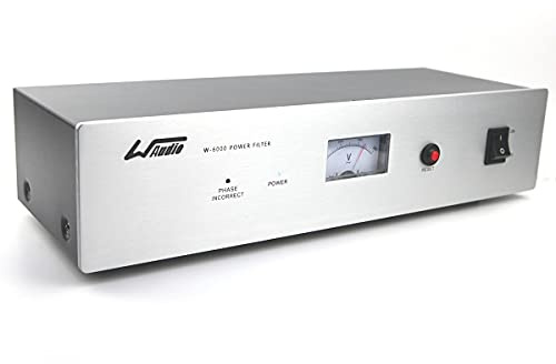 WAudio Filtro di Linea HiFi W-6000S - 7 Prese Multiple con Misuratore di Tensione, Protezione Contro le Sovratensioni e Luce di Fase (Argento)