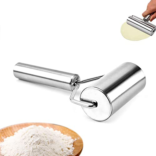 Nudelholz Edelstahl, Teigroller Klein für Mürbeteig, Handgefertigtes Teigroller Edelstahl, Kleine Nudelhölzer, Teigroll Für Pizza, Kuchen, Teig, Fondant, Das Perfekte Küchenwerkzeug