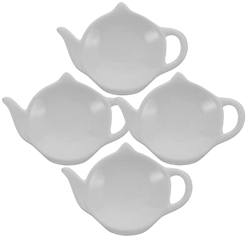 4 Pièces Porte-Sachet De Thé en Céramique en Forme De Théière - Plateau À Sachets De Thé Usagé, Repose-Cuillère, Plat D'Assaisonnement pour Collations Et Desserts