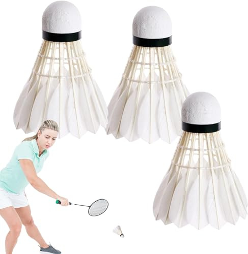 Xeihuul Balón de bádminton – 3 pelotas de bádminton de plumas naturales, pelotas de bádminton de alta velocidad, para juegos de interior y exterior