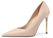 QUEEN HELENA Décolleté con Tacco a Spillo Scarpe a Punta Eleganti Donna K3455 (Nude Pu, Sistema Taglie Calzature EU, Adulto, Donna, Numero, Media, 35)
