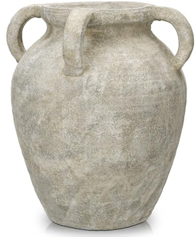Oairse Handgjord blomvas 30 cm hög terrakottavaser vintage keramisk vas för blommor rustik antik dekor med 4 handtag bred mun matt finish för hem kontor kafé dekoration