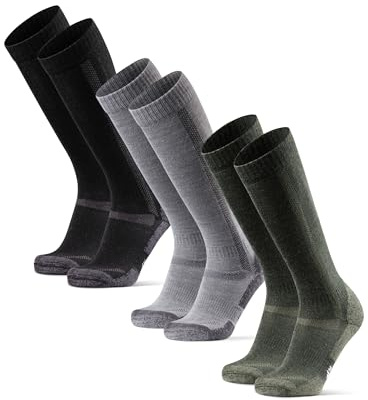 DANISH ENDURANCE Calze Lunghe Trekking in Lana Merino, Calzettoni Anti Vesciche, da Uomo e Donna, 1 o 3 Paia, Multicolore (1xNero, 1xGrigio Chiaro, 1xVerde), 39-42
