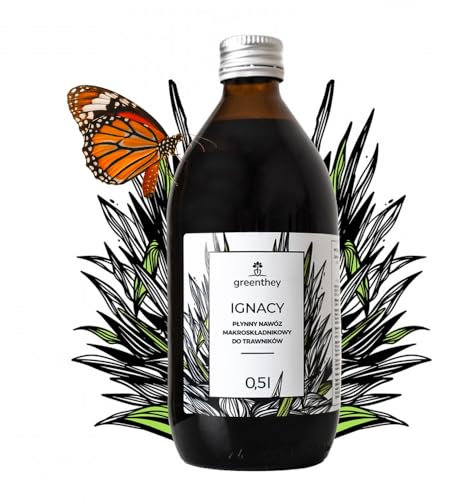 Greenthey Engrais Liquide pour Gazon - Pour 200m² | Avec azote, acides humiques et oligo-éléments | Croissance, gazon dense et sain | 0,5 Litre