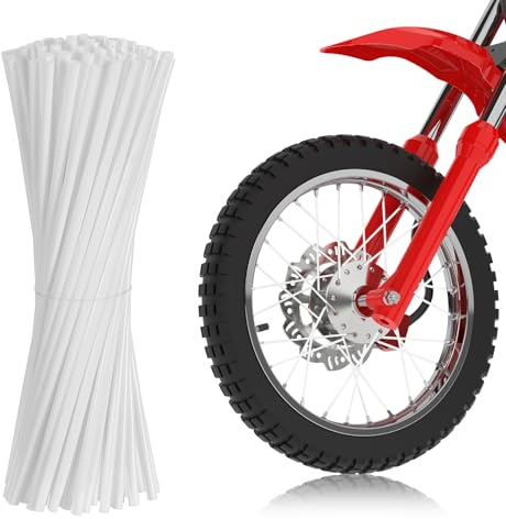 Abeillo 72 cubiertas para radios de moto, resistentes, universales, reflectores de radios para bicicleta y moto, cobertura completa (blanco)