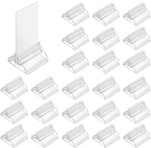 Yuannee Acrylic Card Stands,24 PCS Clear Plastis Card Stands Photo Holders for Tables Anti-Slip Games Piece Holder Table Name Holders Place Cards Holder for Wedding Photos Memos Pictures Display