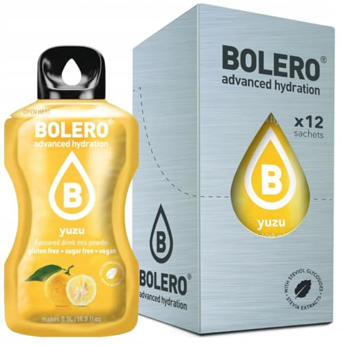 Bolero 12 Bustine Monodose da 3 gr. Gusto Yuzu, Drink Bevanda Istantanea al Limone Giapponese - 12 x 3g