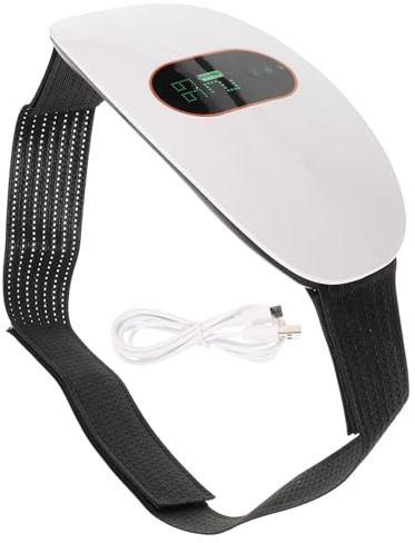 ibasenice Cinturón de Masaje Abdominal Vibración Eléctrico Abs para Masaje y Ejercicio de Cintura y Vientre Color Blanco Práctico y Portátil