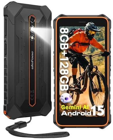Ulefone Rugking 2 Pro Rugged Smartphone 8GB+128GB/2TB, Android 15 Telefono Indistruttibile 5.45 HD+ Vetro Corning Gorilla, 4550mAh Caricabatterie per sedili/4G Cellulare 3 Slot/NFC/OTG/GPS/Gemini AI