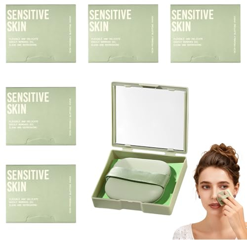 hommova Blotting Paper for Oily Skin, 600 Pcs Face Oil Blotting Sheets with Mirror Case and Puff for Women