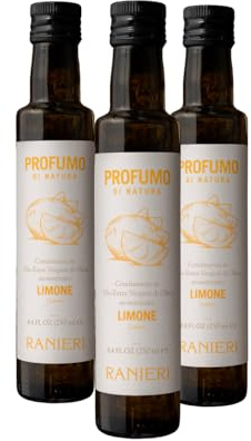 Olio Ranieri, Condimento in Olio Extra Vergine di Oliva Al Limone, Profumo di Natura Limone Pack 3 bottiglie 250ml