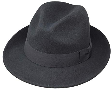 Borges & Scott Swift - Fedora - Leichtgewichtig - 100% Wollfilz – Für die Reise knautschbar - Wasserabweisend - Snap Brim - 58cm Schwarz