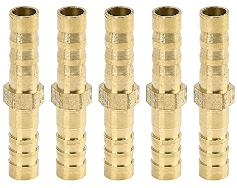 X AUTOHAUX Raccord Droit 6mm Raccord Cannelé Laiton Connecteur Adaptateur Tuyau Rallonge Air Eau Huile 5pcs