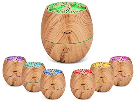 CkeyiN Humidificador Aceites Esenciales,Humidificador Electrico,Silencio, Lámpara de Siete Colores, 2 Modos de Pulverización, Apagado Automático, Hogar, Apto para Personas de Todas Las Edades