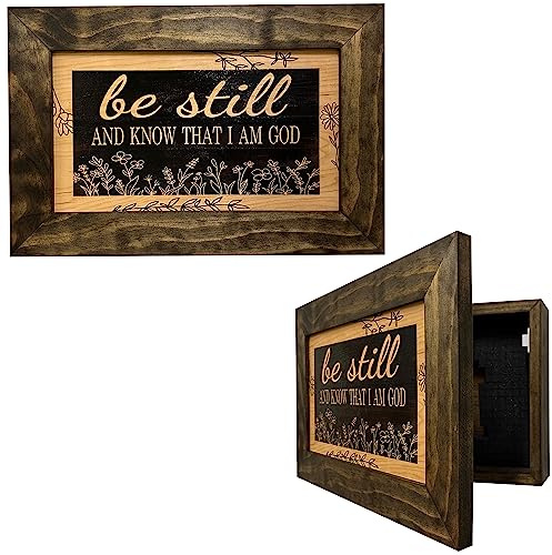 Bellewood Designs Hidden Gun Storage Cabinet Bible Verse Decorative & Secure Wall-Mounted Gun Cabinet - Be Still and Know That I am God Psalm 46:10 Gun Safe