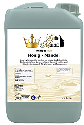 Dufte Momente | Whirlpool Duft Honig - Mandel 3.000ml | mit naturreinen und natürlichen ätherischen Ölen | kein Schaum | vegan und ohne Tierversuche