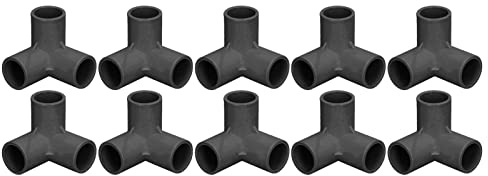 10 st PVC-rörkopplingar 3-vägs T-kopplingar 25 mm, plast röranslutningar för växthus och tält, svarta T-hörnkopplingar med armbågshörn
