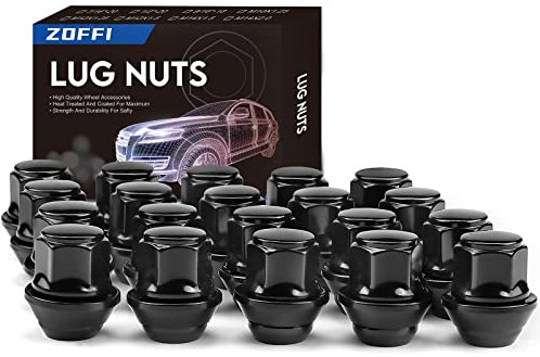 ZOFFI M12x1.5 Black OEM Factory Style Large Acorn Seat Lug Wheel Nuts for Most Ford Fiesta Focus Fusion Alloy Wheels - 20pcs Black Closed End M12x1.5 Lug Nuts