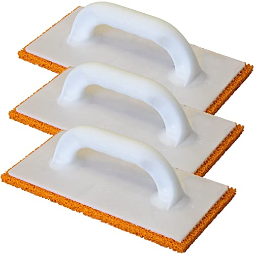 Kronen Hansa 3 X Reibfix Schwammgummi-Reibebrett für Verputzarbeiten (Kunststoff Glättebrett, Putzbrett, grobporig, Made in Germany, Gummischwamm-Auflage 140 x 280 mm, Stärke 10 mm)