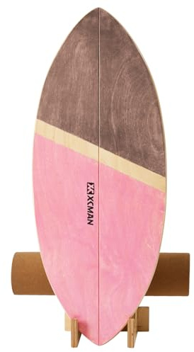 XCMAN Tabla de equilibrio de surf con rodillo de madera para ejercicios de equilibrio, superficie antideslizante para adultos, tabla de equilibrio para surf