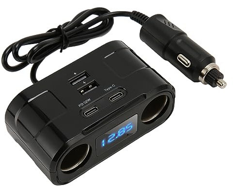 Répartiteur de Prise Allume-Cigare de Voiture, Multifonctionnel avec Protection Contre Les Surtensions, Sortie USB de Type C pour Téléphones Tablettes, adapté aux Modèles de