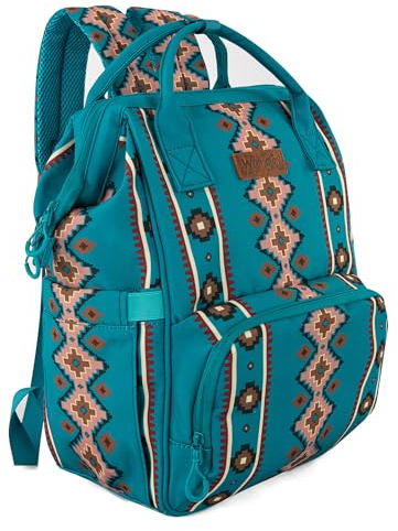 Wrangler Azteken-Rucksack, organisierter Tagesrucksack, Reise-Babytasche mit Kinderwagengurt und seitlichen Flaschentaschen, Engel Türkis, Tagesrucksäcke