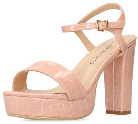 Andrés Machado - Am 5732 - Soft Coco - Sandalias de Tacón Alto y Plataforma – Calzado de Mujer – con Hebilla Metálica – Destalonadas - Color Maquillaje - Talla EU 44