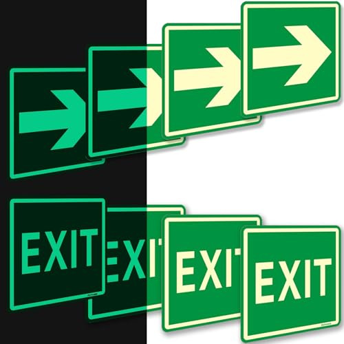 Notausgangsschild nachleuchtend Cm 15x15, 8 Stück fluchtwegschilder nachleuchtend, Ashoaza notausgang schild (Sicherheitsschilder Selbstklebend)