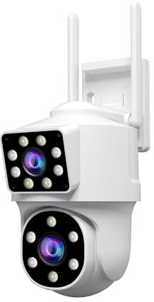 SRIHOME 2 x 2 MP Überwachungskameras für den Außenbereich, 2,4 GHz Bullet-PTZ, Dual-Objektiv, menschliche Erkennung, Nachtsicht in Farbe, bidirektionales Audio, lokale SD-Speicherung, IP66